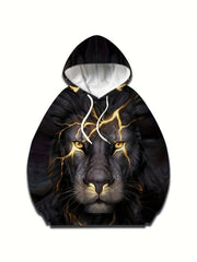 3D Print Lion Hoodie for Men Autumn Winter Graphic Pullover