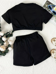 California Letter Print Two piece Set Short Sleeve Crop Top & Shorts Casual