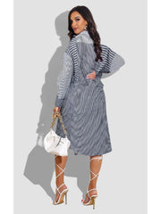 Striped Long-sleeved Maxi Dress Women's Casual Elegant Dress