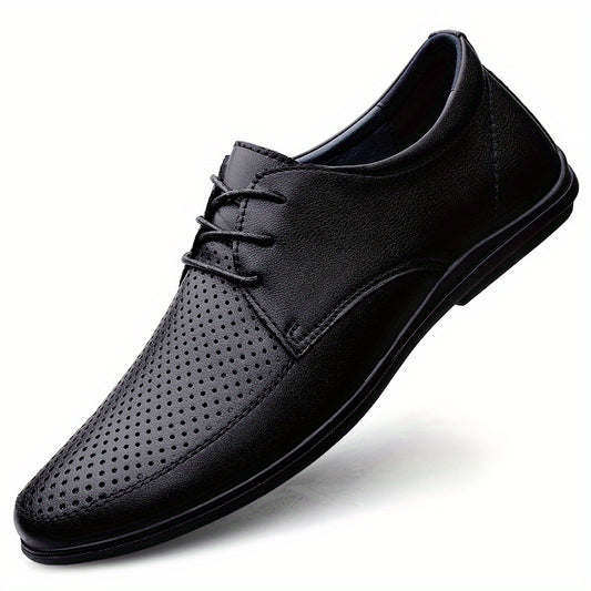 Men's Breathable Lace Up Leather Shoes Smart Casual Walking Shoes