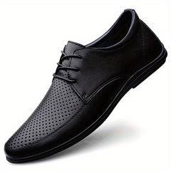 Men's Breathable Lace Up Leather Shoes Smart Casual Walking Shoes