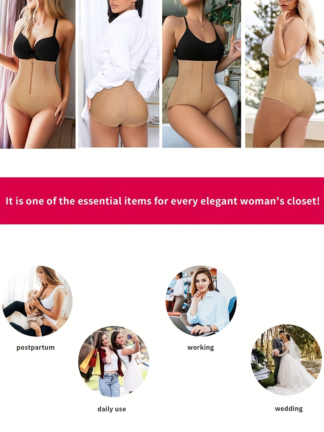 Zipper Shaping Panties Tummy Control Butt Lifting Underwear