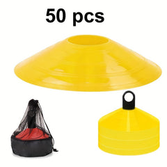 50pcs Soccer Cones w/ Carry Bag & Holder for Sports Training Practice