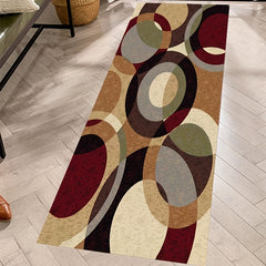 Geometric Runner Rug Non Slip Vintage Runner Waterproof Stain Resistant Carpet