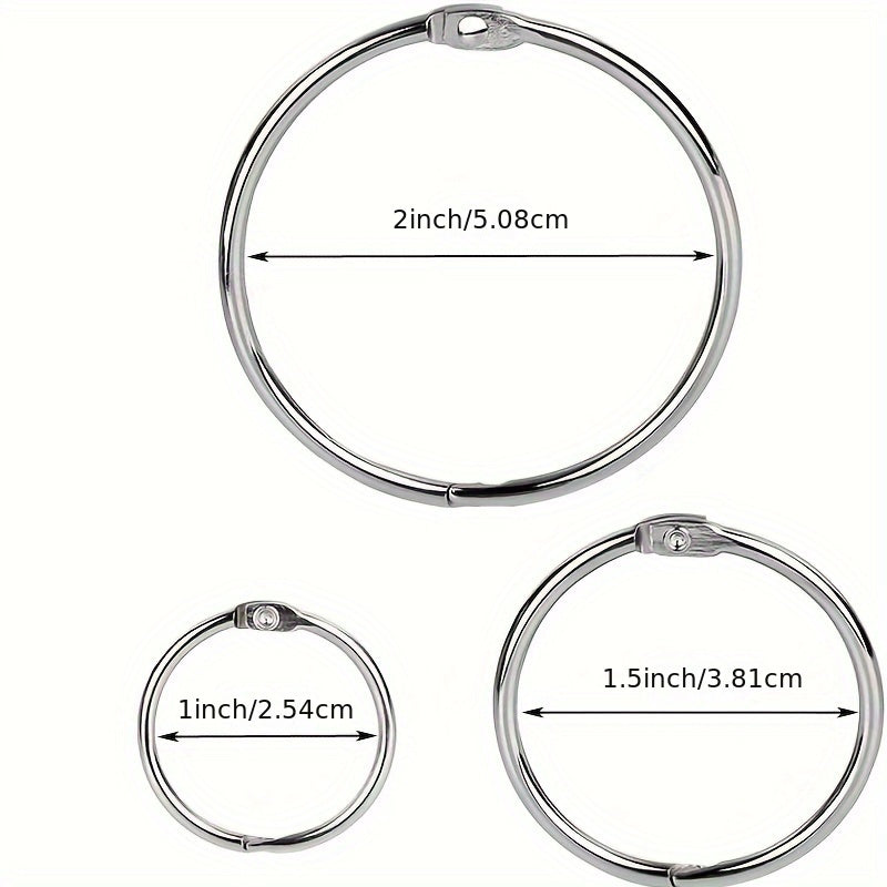 30pcs Assorted Sizes Binder Rings - 15 x 2.54cm, 10 x 3.81cm, 5 x 5.08cm
