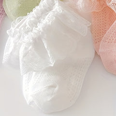 Girls Lace Trim Ankle Socks Breathable Comfortable Princess Socks For Kids