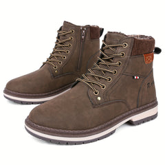 RXJIAN Men's High Top Hiking Shoes Good Grip Breathable Side Zipper Boots