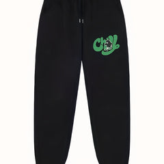 Chill Print Joggers Men's Casual Loose Fit Stretch Waist Drawstring Pants