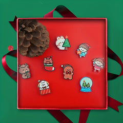 8pcs Christmas Cartoon Brooch For Boys