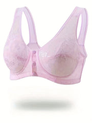 Wireless Lace Bra with Front Buckle Closure