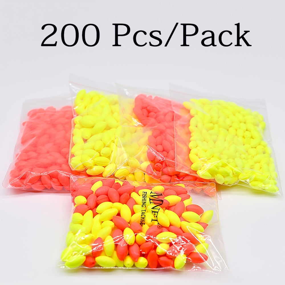 200pcs Oval Fishing Floats Bright Floating Beans Fishing Line Stopper
