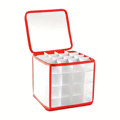 Christmas Balls Storage Box 64 Grid Organizer Zipper Lid Household Sorting Box