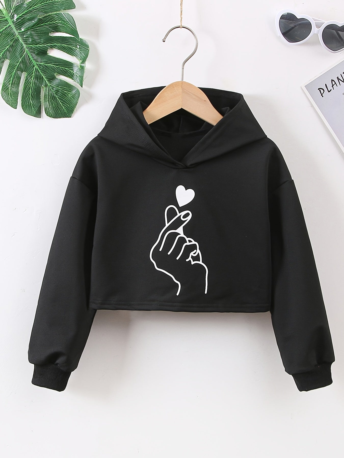 Girls Hoodie Graphic Long Sleeve Pullover Sweatshirt Crop Top Kids Clothes