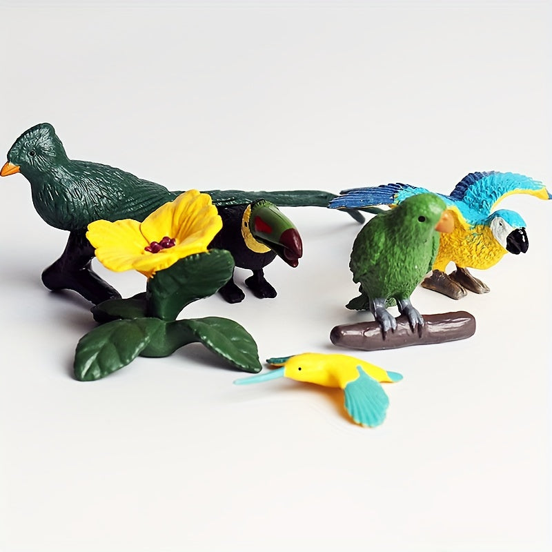 22pcs Animal Dolls Cognitive Toy Set - Parrots, Flamingos - Children's Puzzle