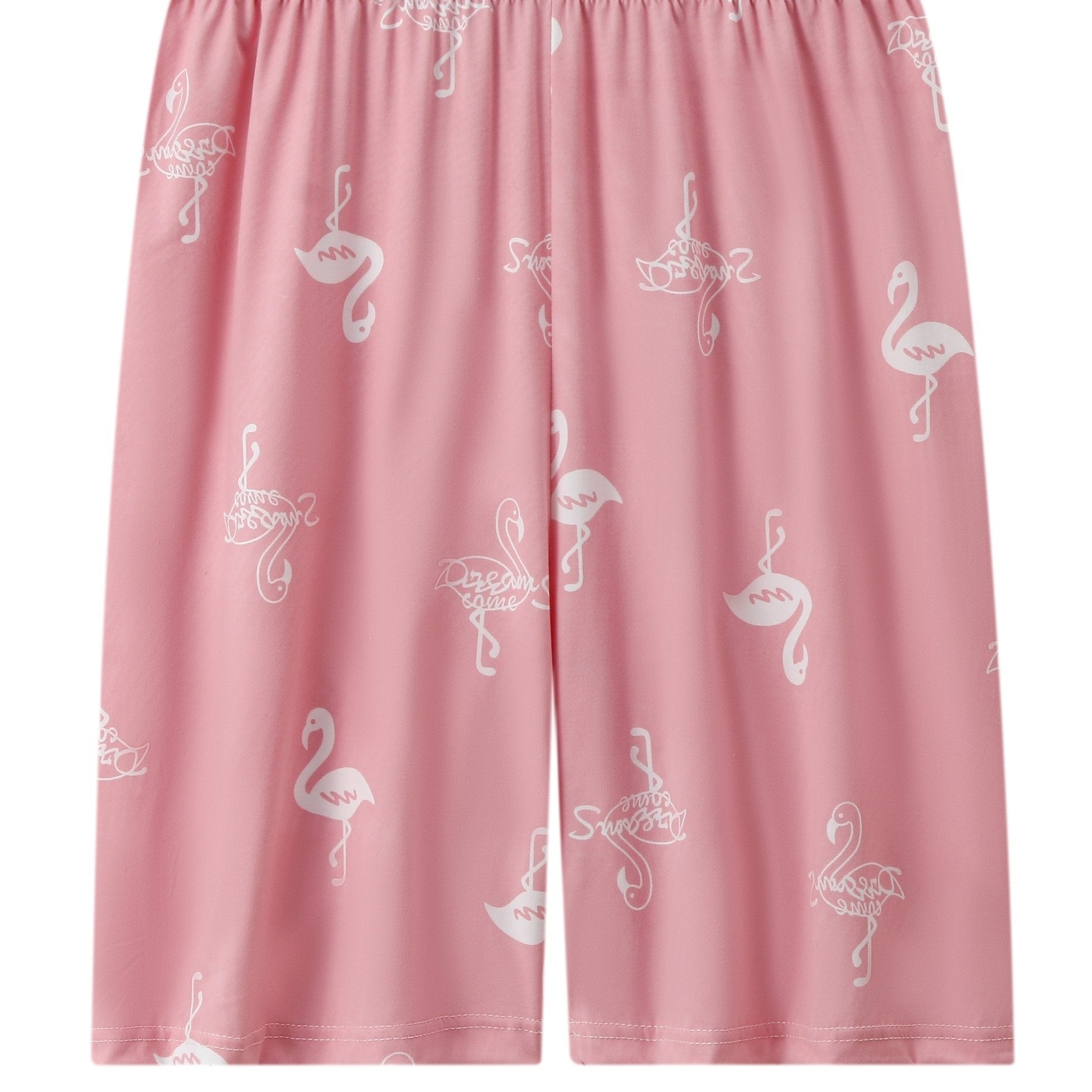 Flamingo Print Elastic Waist Loungewear Shorts