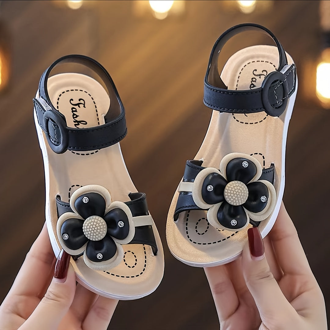 Flower Open Toe Sandals for Baby Girls Non-Slip All Seasons