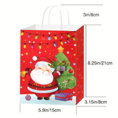 4pcs Christmas Merry Theme Gift Bag Set Small Size with 8 Large Paper Wrappers