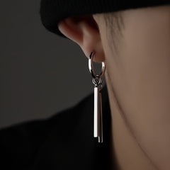 Titanium Steel Hip Hop Style Silver Earrings for Men