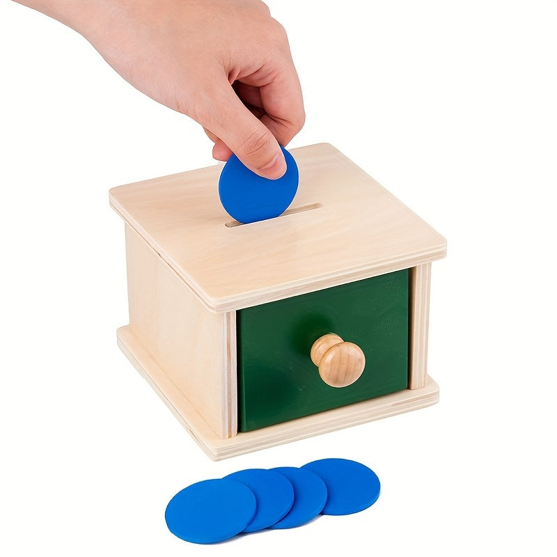 Montessori Wooden Coin Ball Drawer Box Baby Educational Toy
