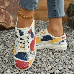 Women's Colorful Graffiti Canvas Lace Up Low Top Skate Shoes