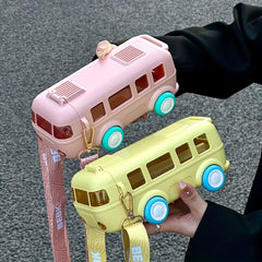 500ml Bus Shaped Straw Water Cup - Flip Top, Outdoor Travel Sports