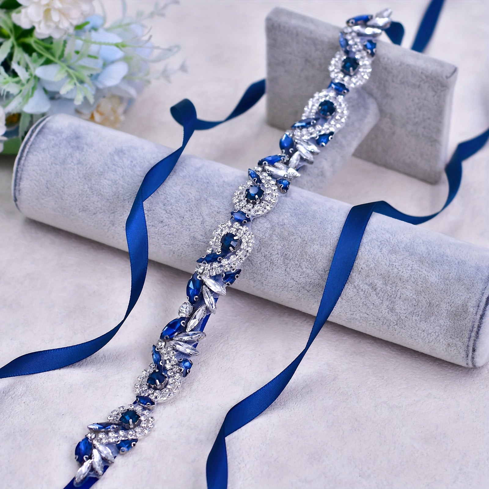 Rhinestone Waistband Bride'S Headpiece with Diamonds & Pearls