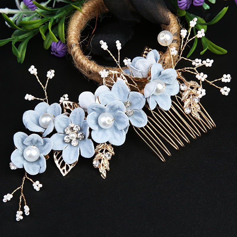 Golden Flower Leaf Hair Comb Pins Bridesmaids Brides Hairpins Headdress Wedding