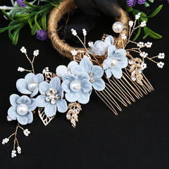 Golden Flower Leaf Hair Comb Pins Bridesmaids Brides Hairpins Headdress Wedding