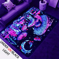 Magic Mushroom UV Light Flannel Rug Large Non Slip Mat for Bedroom Living Room