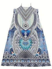 Boho Dress Women Tribal Print V Neck Maxi Cami D