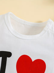 Baby's Tee I Love Mom Print T shirt Toddler Short Sleeve Pullover