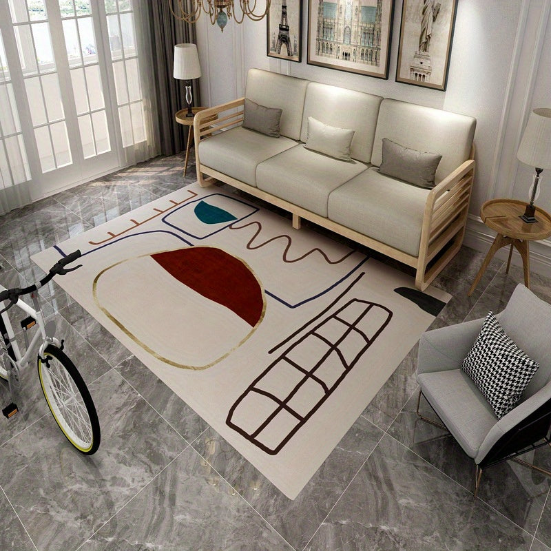 Nordic Geometric Area Rug Soft Non Slip Carpet Living Room Bedroom Easy Clean