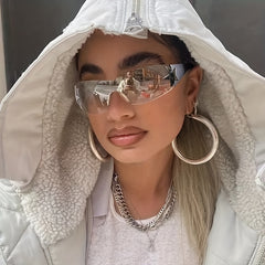 Y2K Wrap Around Sunglasses Gradient Lens One Piece Glasses