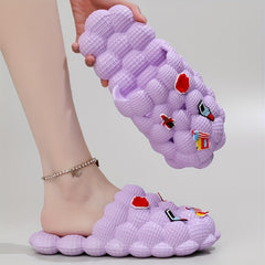 Women's Bubble Slides with Cartoon Charms Indoor & Outdoor Slides