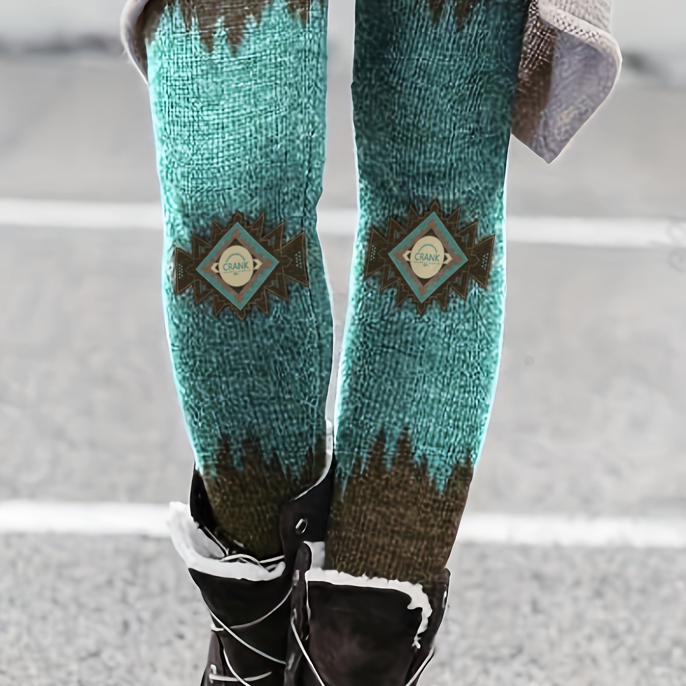 Geometric Pattern Skinny Leggings Stretchy Women's Clothing
