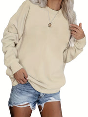 Solid Crew Neck Long Sleeve Sweatshirt