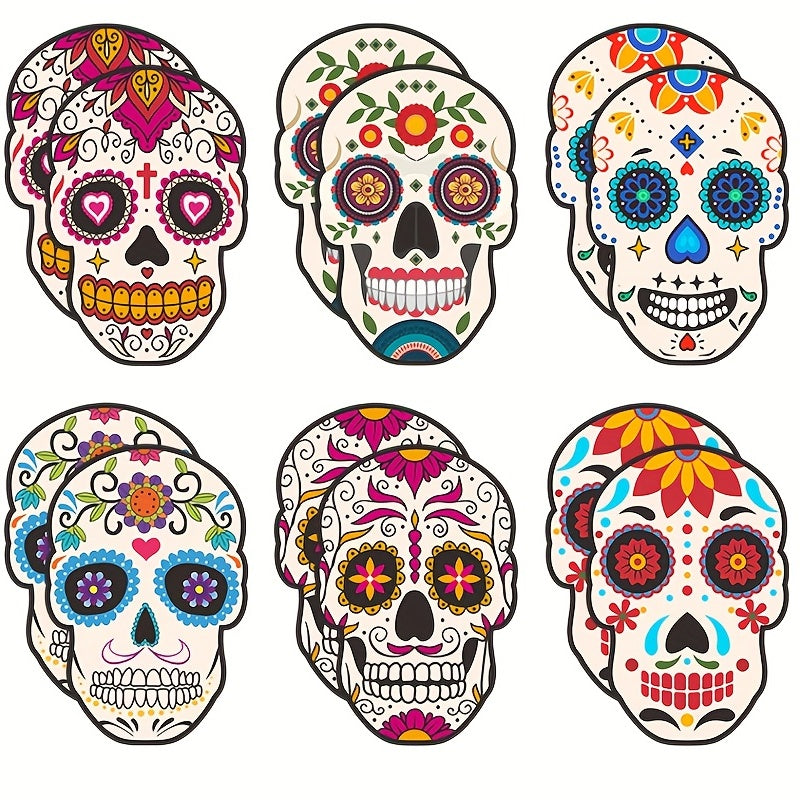 6pcs Halloween Skull Straws for Day of the Dead Party Decoration