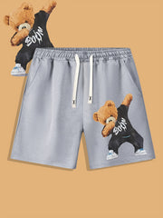 Funny Bear Print Men's Summer Shorts for Sports Casual Loose Outdoor
