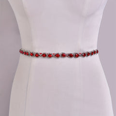 Red Rhinestone Belt for Women Sparkling Large Bead Versatile Accessory