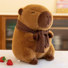 Capybara Plush Toy with Scarf Dark Brown
