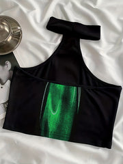 Y2K Halter Neck Graphic Print Top