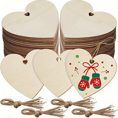 10pcs 3.15in Love Heart Wooden Ornaments DIY Unfinished Heart Embellishments