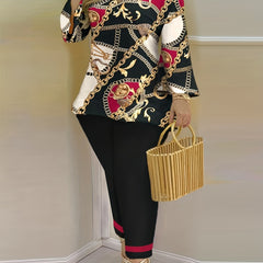 Baroque Print Top & Pants Set for Women