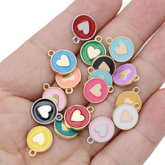 20Pcs Mix Lot Plated Enamel Heart Charms For Jewelry Making DIY Craft 12mm
