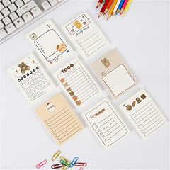 50pcs Bear Memo Pad Heart Small Book Self adhesive Tearable Sticky Notes