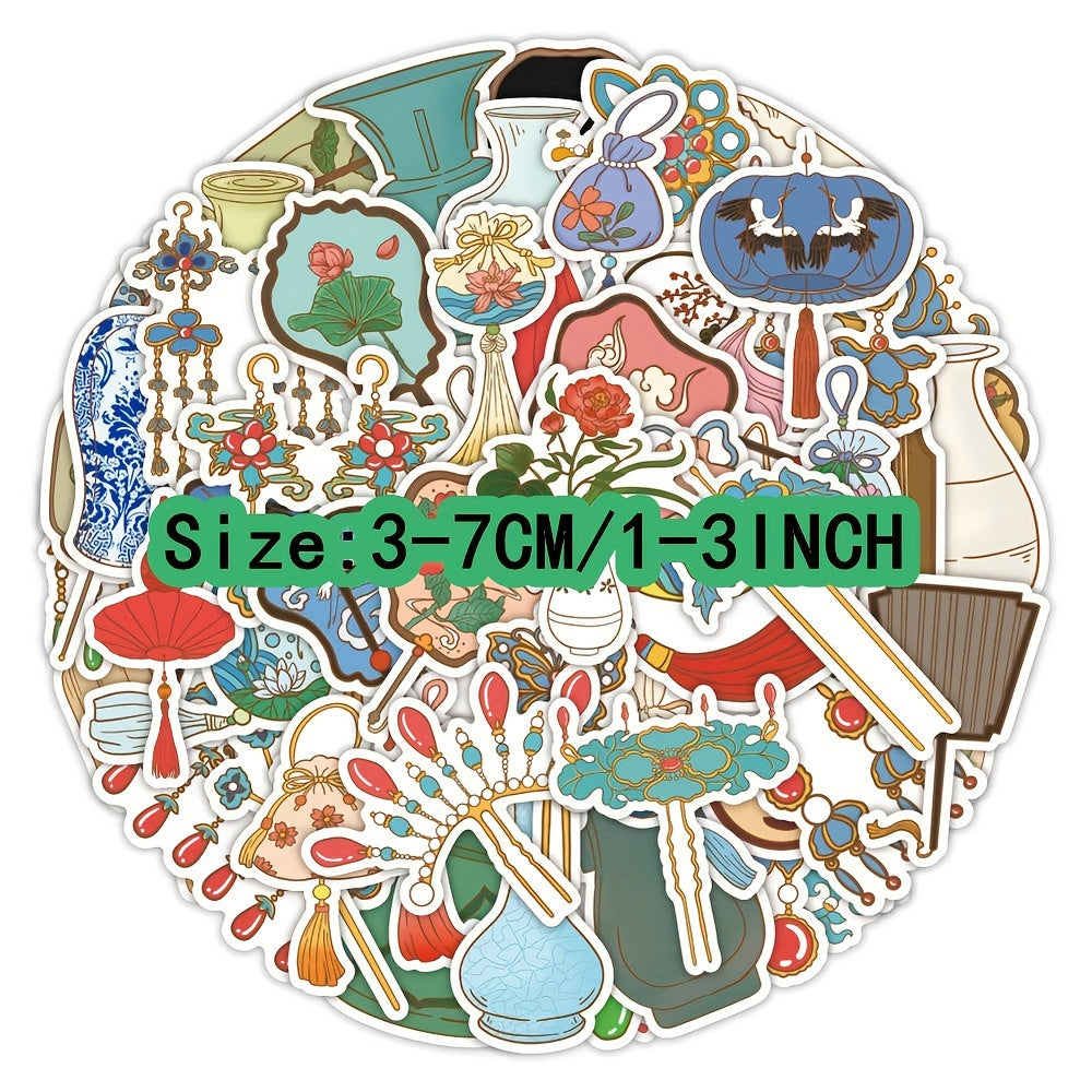 60pcs Forbidden City Ancient Stickers Laptop Helmet Cup Decorative Wat
