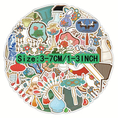 60pcs Forbidden City Ancient Stickers Laptop Helmet Cup Decorative Wat