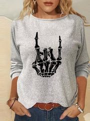 Skull Hand Print Long Sleeve T-shirt