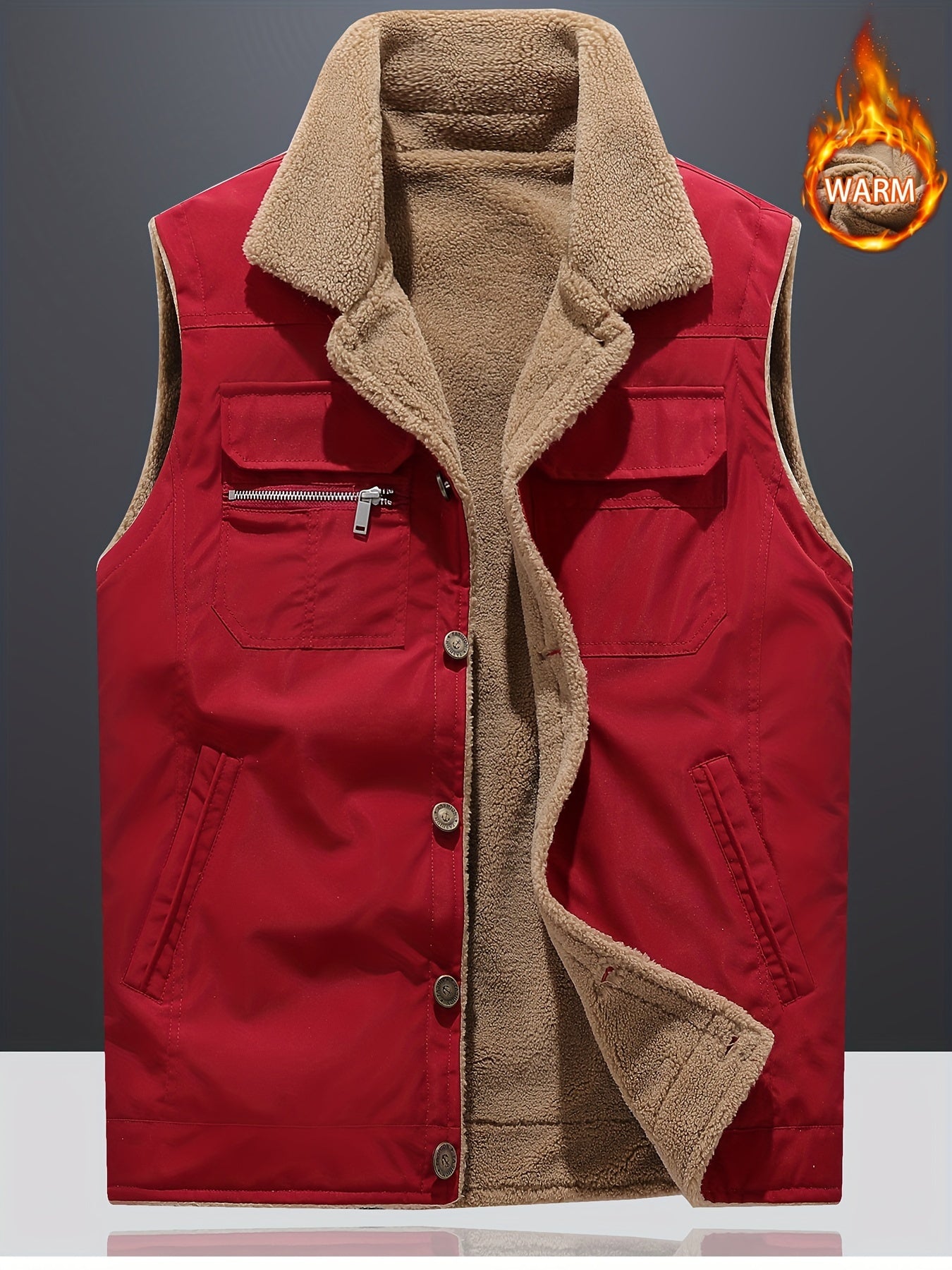 Men's Thermal Lapel Vest for Autumn Winter