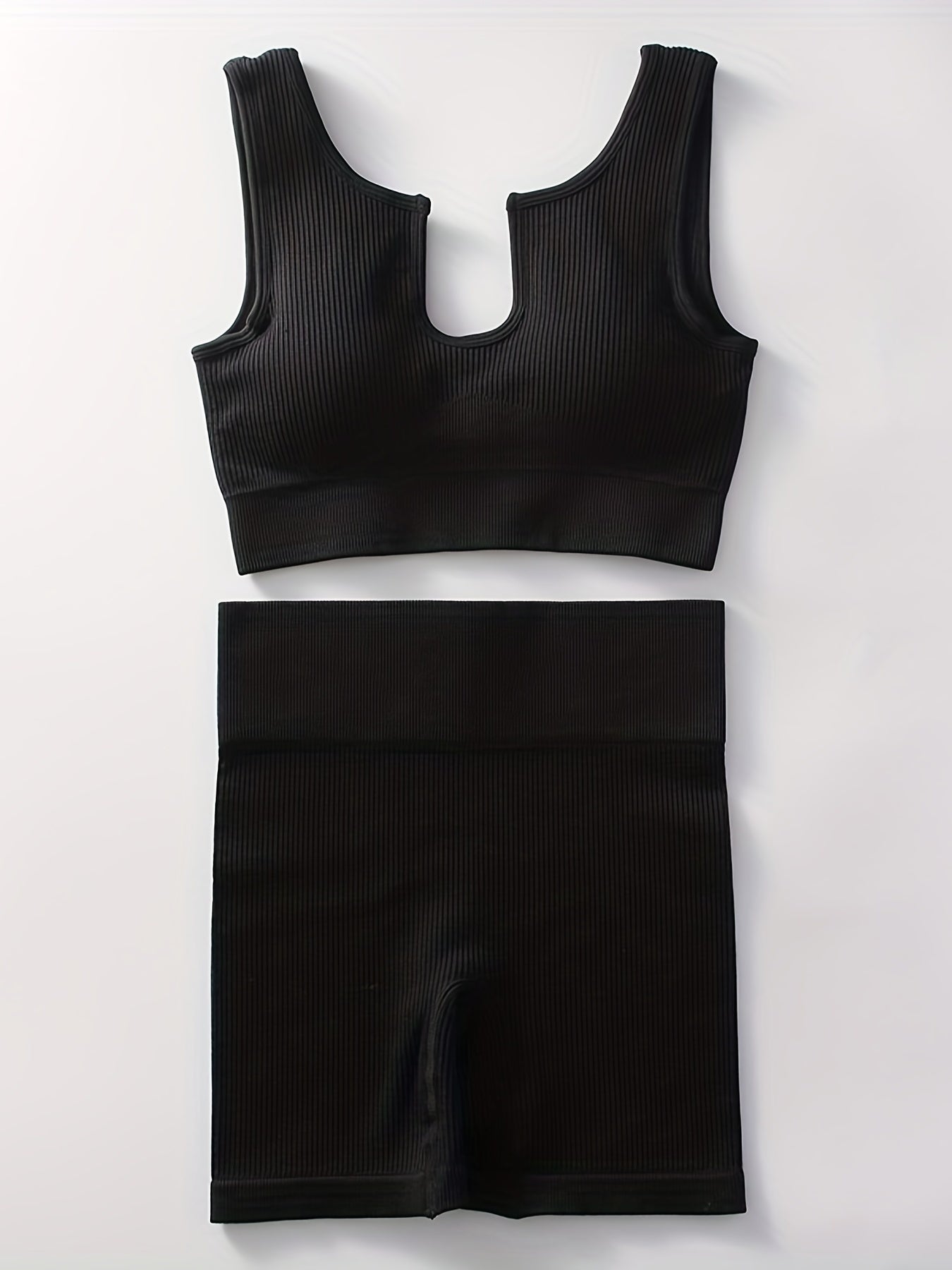 Ribbed Seamless Workout Sets Crop Tank Top & High Waist Yoga Leggings Sets